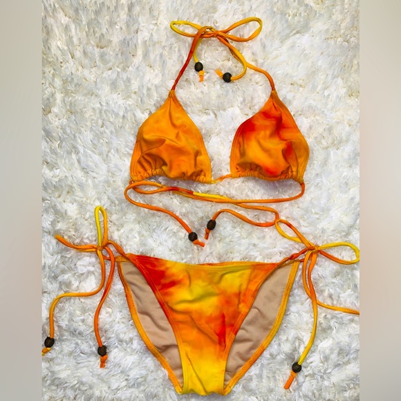 Vibrant Orange Tie-Dye Bikini Set - Picture 2 of 8